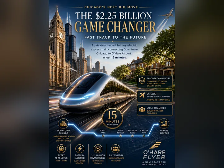 Cover image for the article: A $2.25 Billion Train Will Do 80 mph Through River Forest Every 15 Minutes. It Doesn't Stop There. Here's What That Means for a $654,000 House.