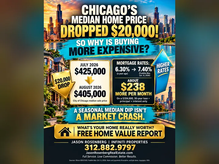 Cover image for the article: Chicago's Median Home Price Just Fell $20,000 in One Month. Your House Didn't.