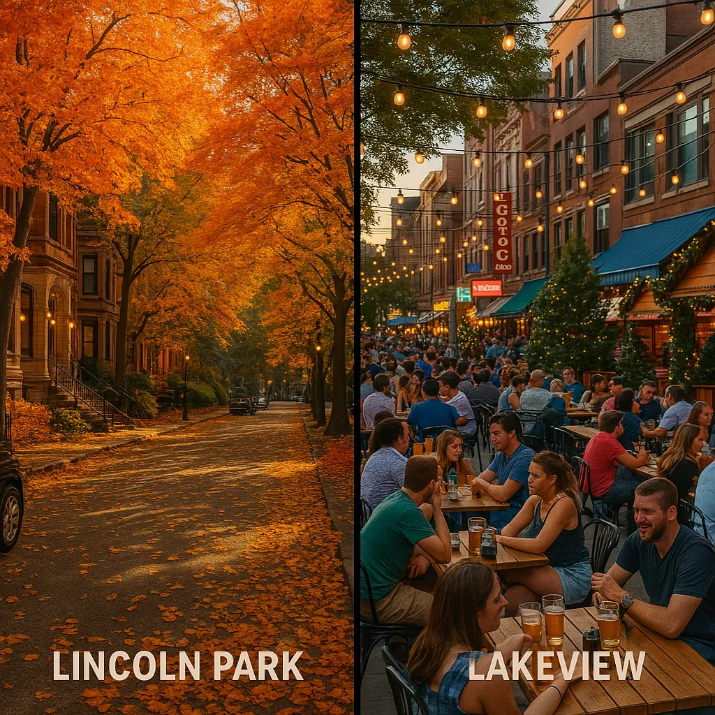 Illustration for: Greystones & Green Space vs. Wrigley & Walkups: Your Fun Guide to Lincoln Park vs. Lakeview