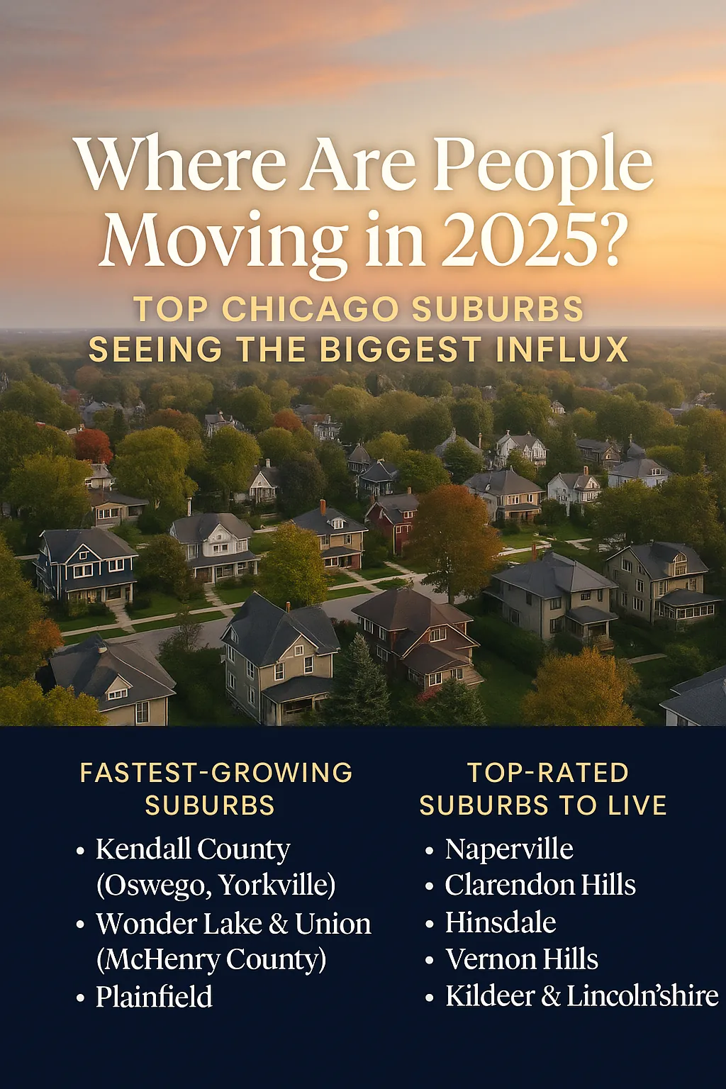Illustration for: Where Are People Moving in 2025? Top Chicago Suburbs Seeing the Biggest Influx