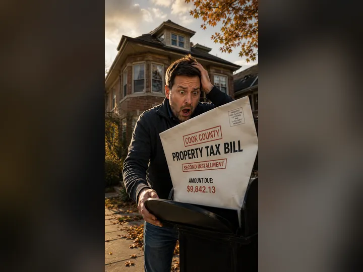 Cover image for the article: Your Cook County Tax Bill Is Two Months Late. If You're Selling This Fall, That's Not Good News — That's a Bill.